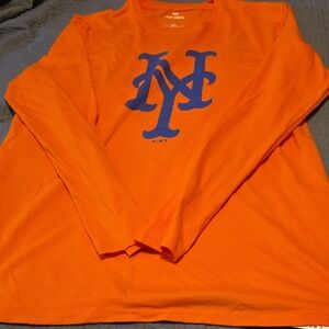 Orange Long Sleeve Shirt with Blue Logo